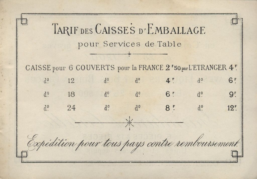 Tarif des Caisses d'Emballage