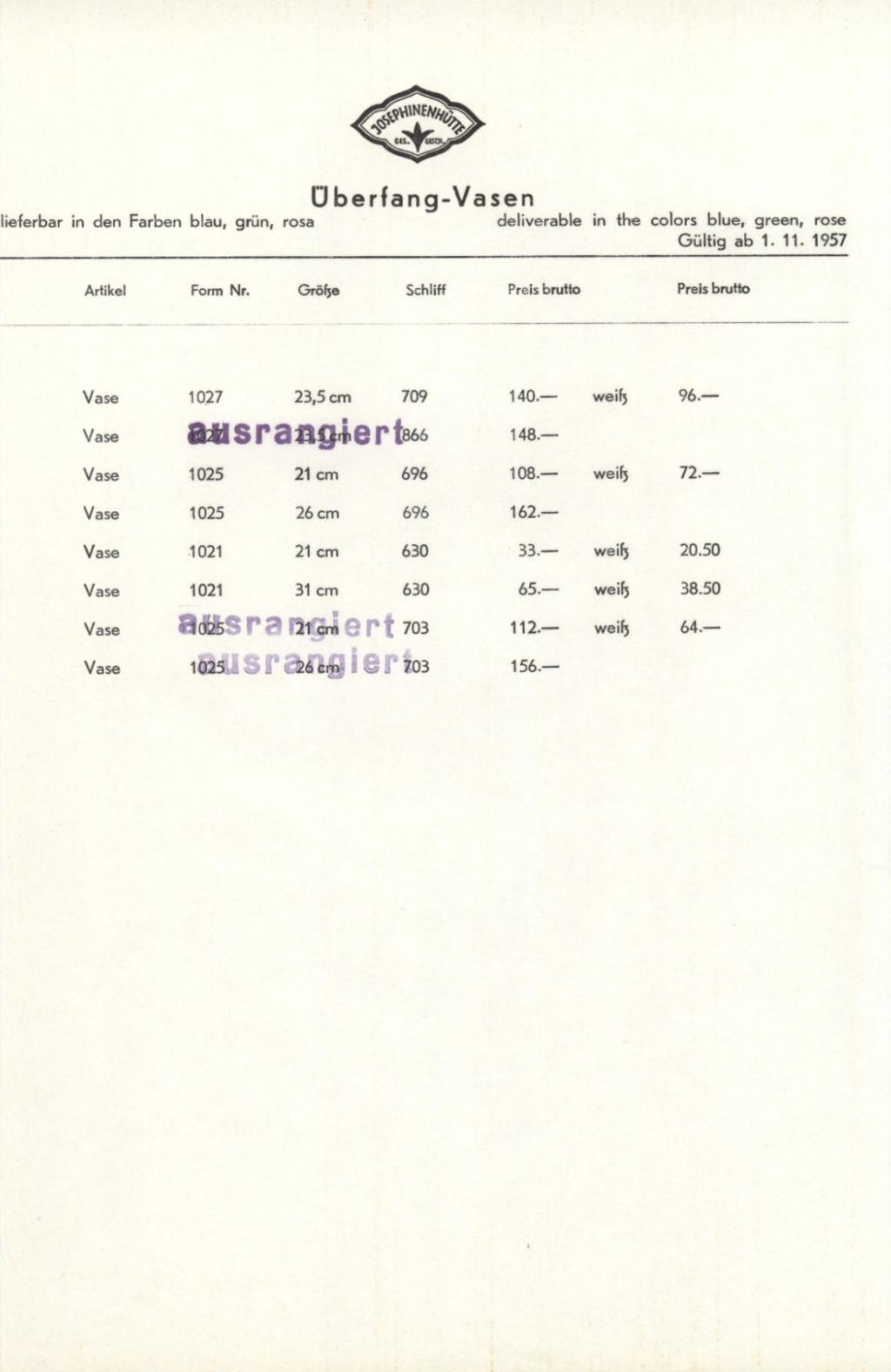 151 - Preise Tafel 73