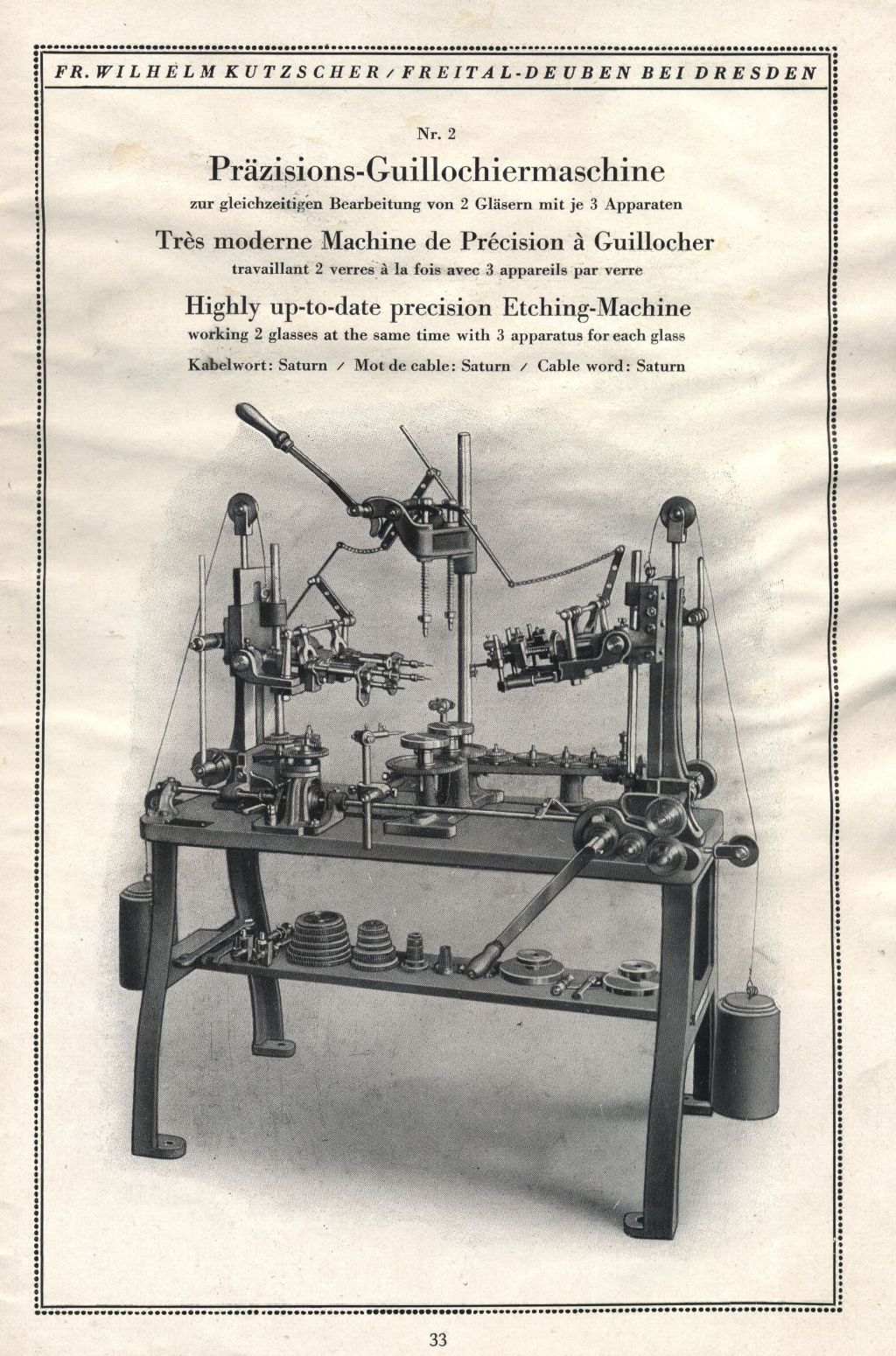 33 Nr. 2 Präzisions- - Guillochiermaschine