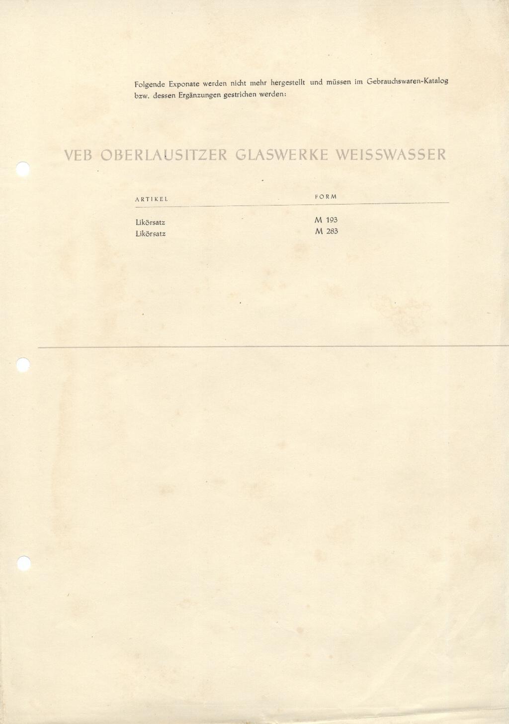 13 VEB Oberlausitzer Glaswerke Weisswasser