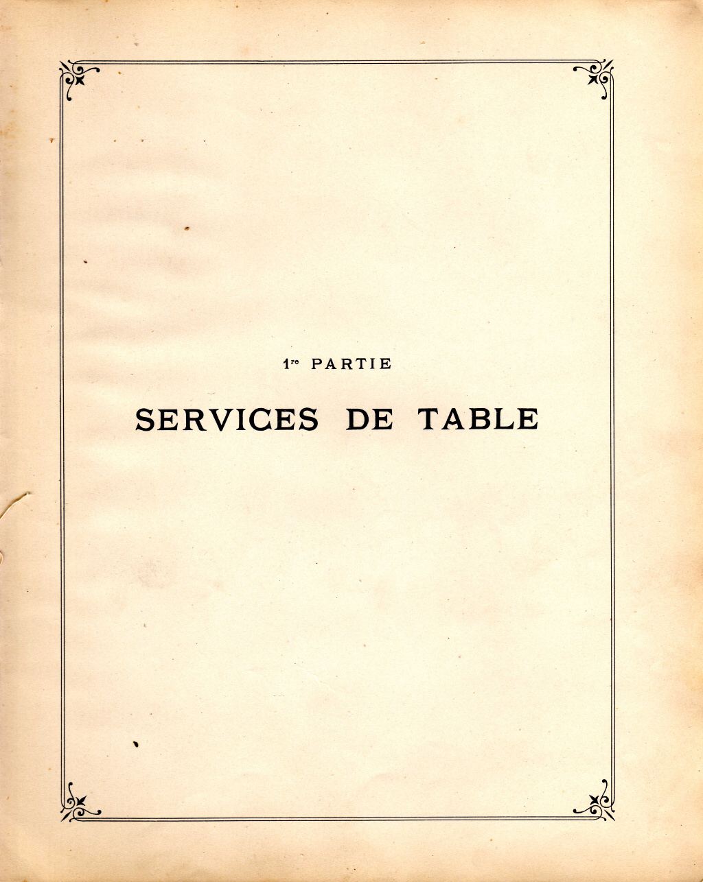 1re Partie - Services de Table