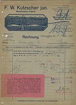 "F.W. Kutzscher jun.<br>Metallwaren-Fabrik 1919"