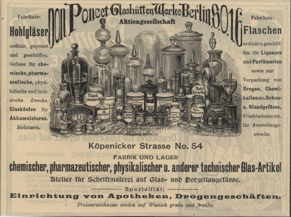 "Von Poncet Glaswerke 1908"