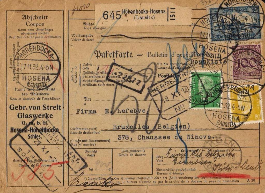 "Von Streit Paketkarte 1932"