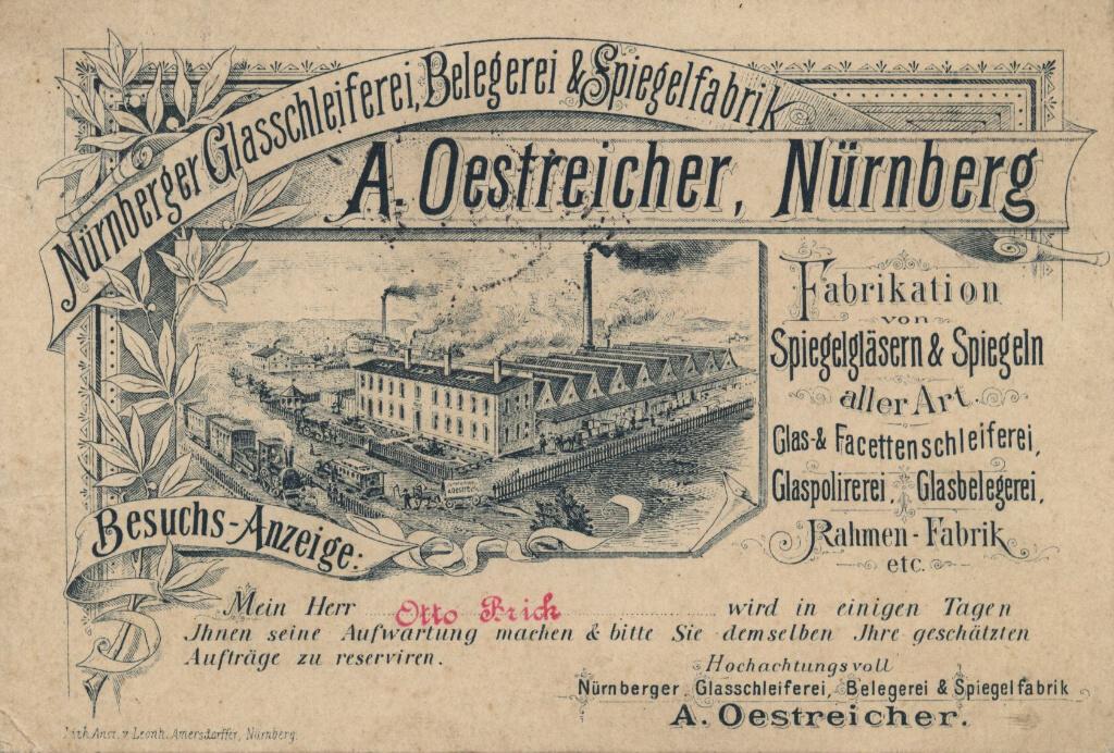 "Glasschleiferei A. Oestreicher 1897"