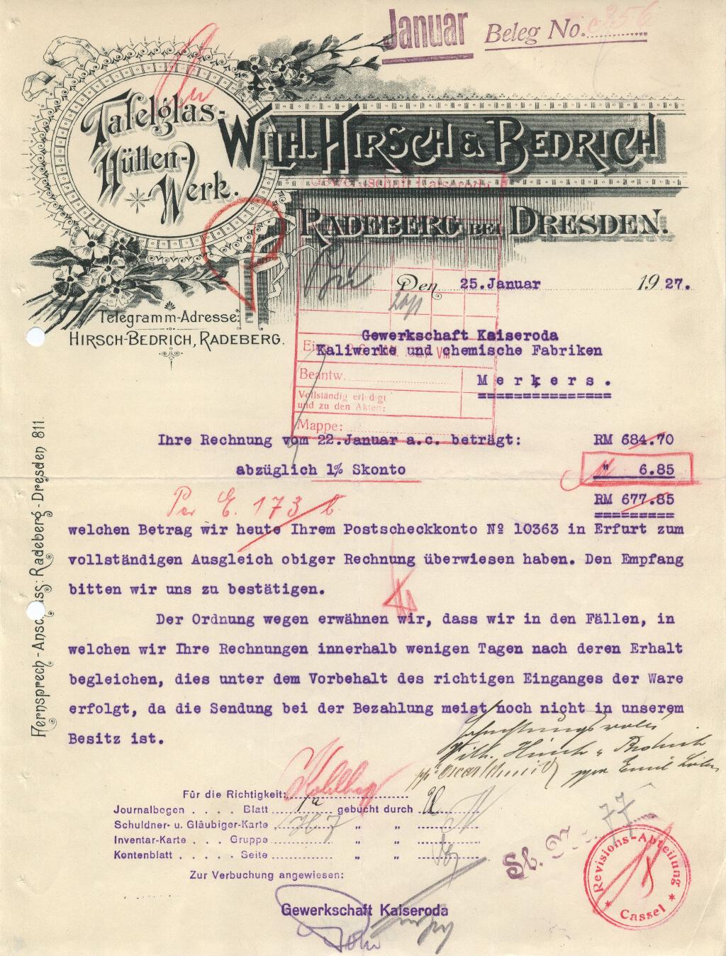 "Hirsch & Bedrich 1927"