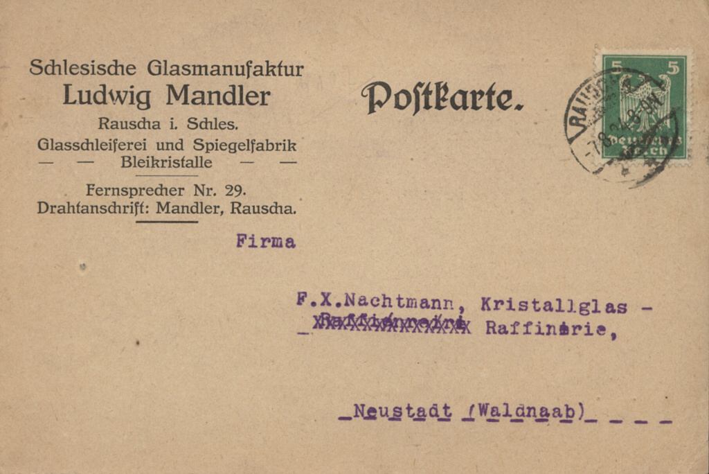 "Schlesische Glasmanufaktur 1924<br>(front)"