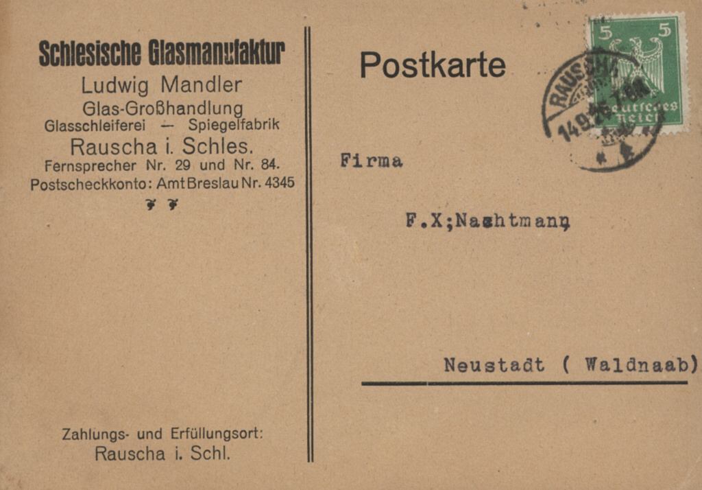 "Schlesische Glasmanufaktur 1926<br>(front)"