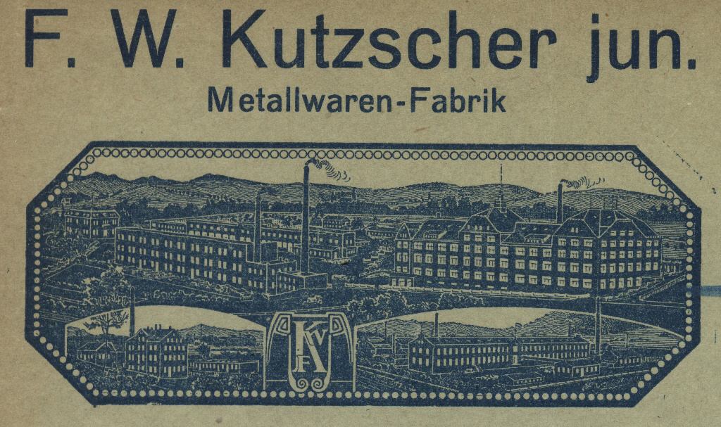 "F.W. Kutzscher jun.<br>Metallwaren-Fabrik 1919<br>(Ausschnitt)"